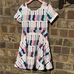 Girls' Guitar Print Twirl Dress